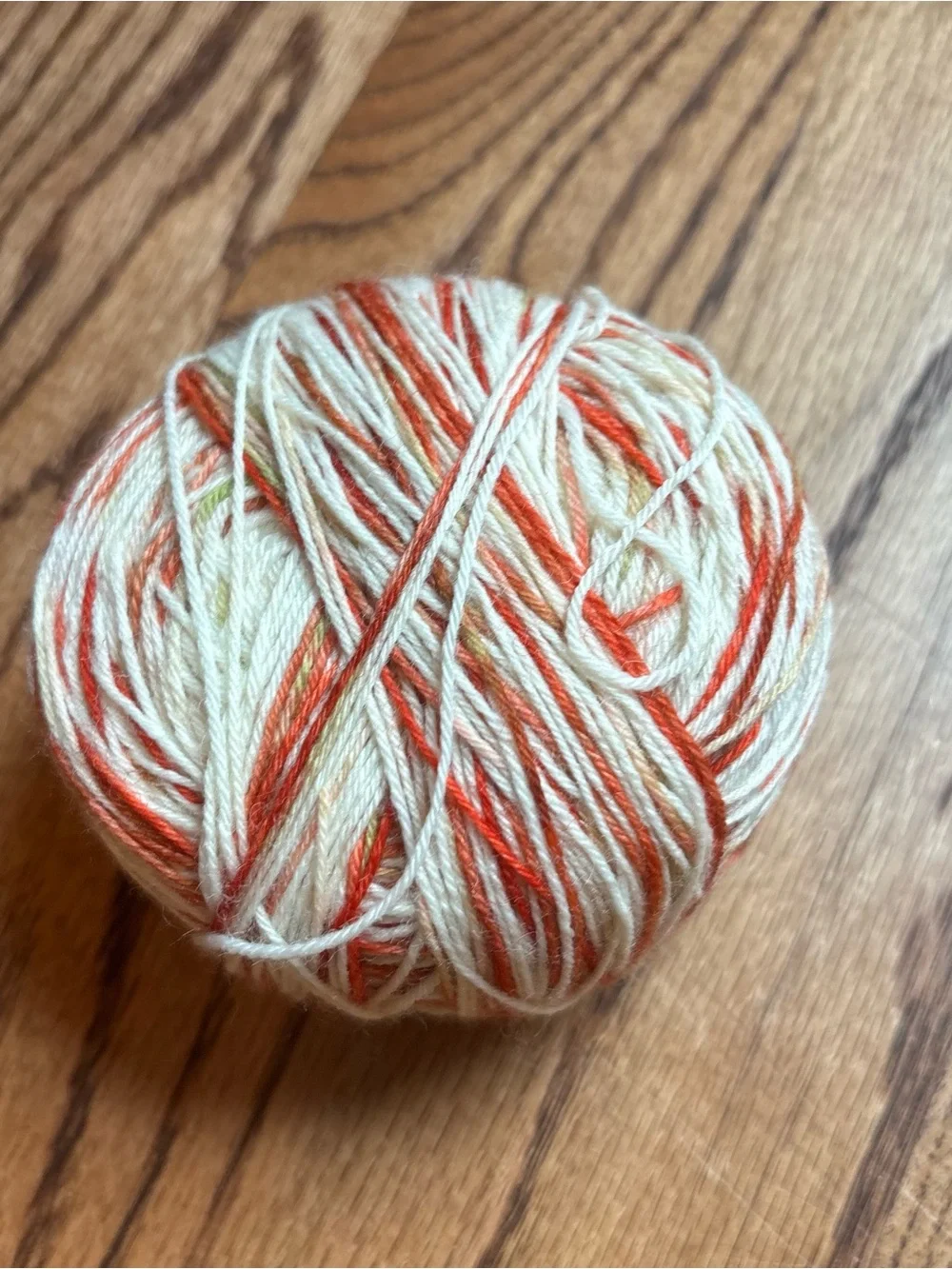Yarn Fingering Weight Sock 100g Orange White Wool Blend Knit Hand Dyed Indie